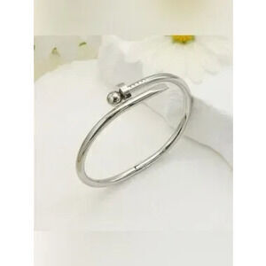 Silver Stainless Steel Nail Bracelet